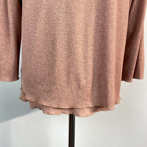 J. Jill Top Womens XL Tan Brown Mesh V-Neck Layered Sheer 3/4 Sleeve Blouse‎ - Picture 8 of 12